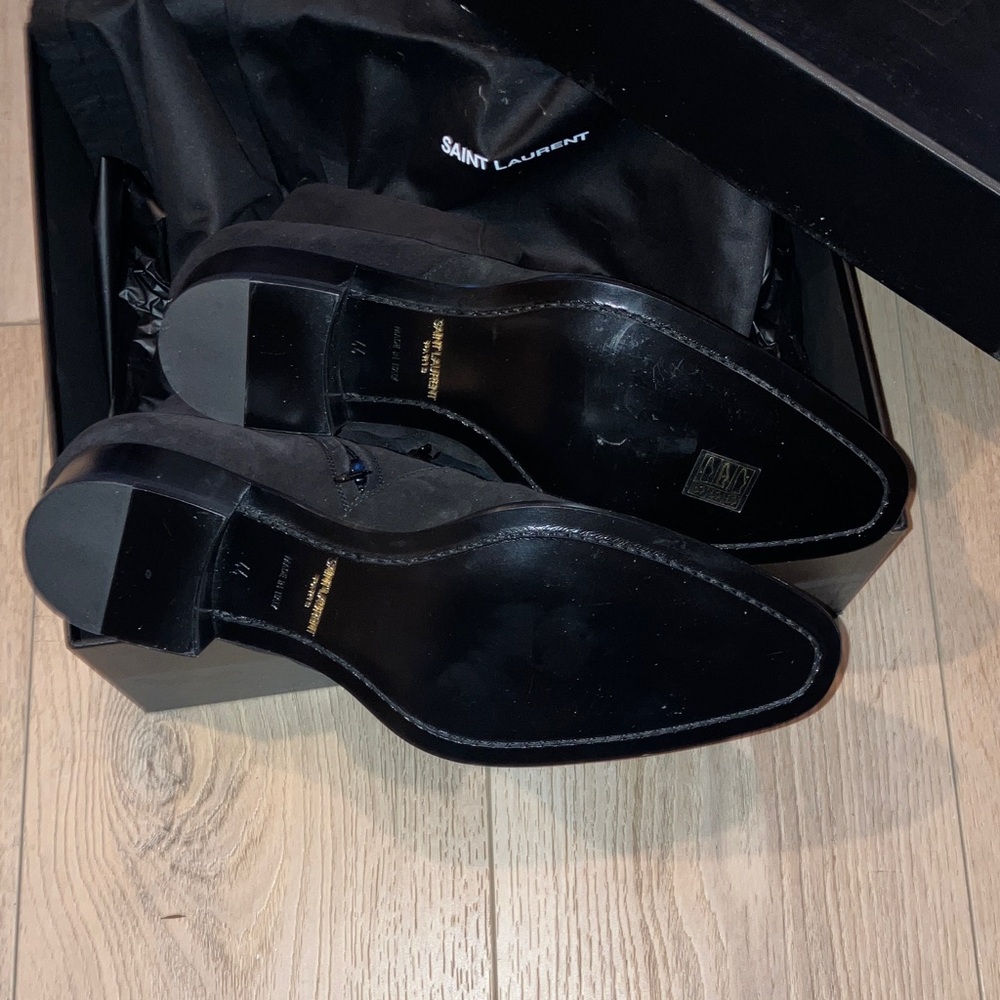 Saint Laurent Paris Black Suede Ankle Boots - Picture 4 of 5